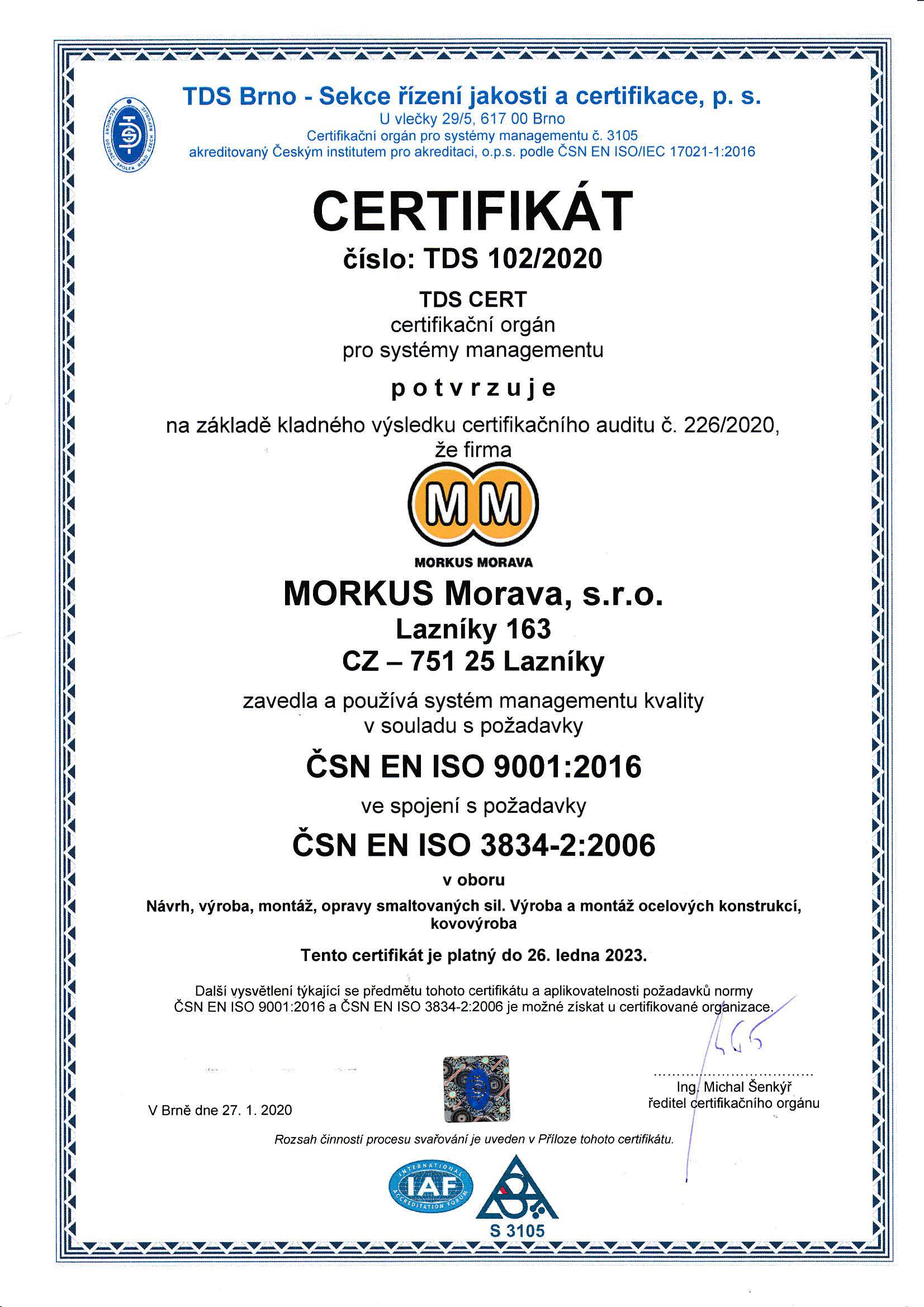 Certifikát CZ 01